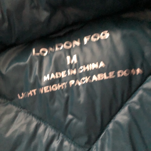 LONDON FOG Light weight packable down coat womens medium teal removable hood - Picture 3 of 9